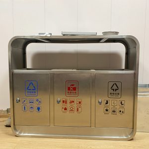 Thùng rác inox 3 ngăn có gạt tàn Plasticsaigon - hinh 2