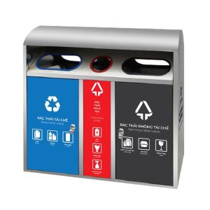 Thùng rác inox 3 ngăn dung tích đa dạng cho văn phòng và công cộng bền nhất