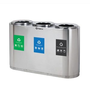 Thùng rác inox 3 ngăn phân loại 90L bền đẹp cho văn phòng-công cộng
