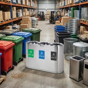 Thùng rác inox 3 ngăn phân loại Plasticsaigon - anh san pham