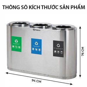 Thùng rác inox 3 ngăn phân loại Plasticsaigon - hinh 2