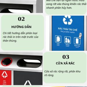 Thùng rác inox 3 ngăn Plasticsaigon - anh san pham