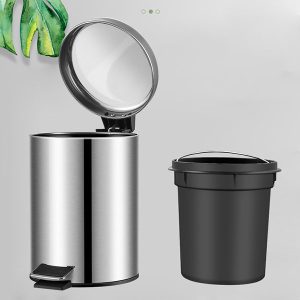 Thùng rác inox 304 đạp chân tròn 8L bền đẹp dùng gia đình văn phòng - hình 1