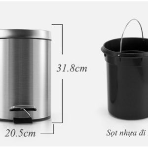 Thùng rác inox 304 đạp chân tròn 8L Plasticsaigon - anh san pham