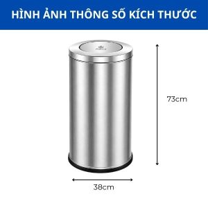 Thùng rác inox 304 nắp lật Plasticsaigon - hinh 2