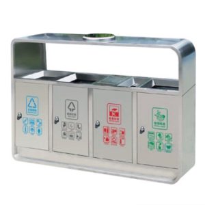 Thùng rác inox 4 ngăn có gạt tàn - 120L bền đẹp cho văn phòng, công cộng - hình 1