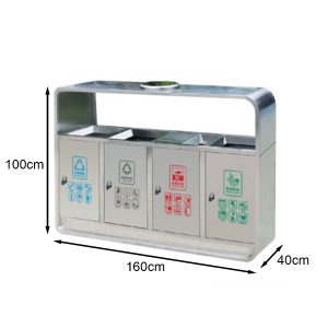 Thùng rác inox 4 ngăn có gạt tàn Plasticsaigon - anh san pham