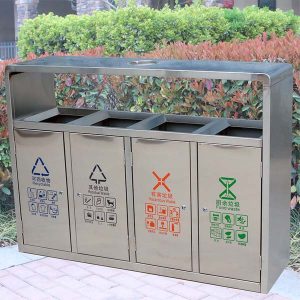 Thùng rác inox 4 ngăn có gạt tàn Plasticsaigon - hinh 2
