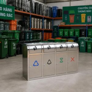 Thùng rác inox 4 ngăn phân loại Plasticsaigon - hinh 2