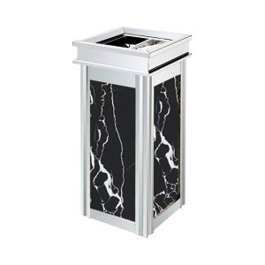 Thùng rác inox đá hoa cương đen trắng 50L bền đẹp cho văn phòng và gia đình - hình 1