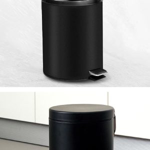 Thùng rác inox đạp chân 8L phun sơn đen chống gỉ bền bỉ - hình 1