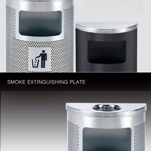 Thùng rác inox bán nguyệt có gạt tàn Plasticsaigon - anh san pham