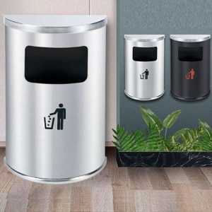 Thùng rác inox bán nguyệt màu trắng Plasticsaigon - hinh 2