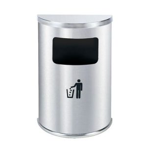 Thùng rác inox bán nguyệt trắng 30L bền bỉ cho văn phòng và gia đình