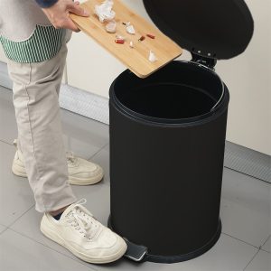 Thùng rác inox đạp chân phun sơn đen 8L Plasticsaigon - hinh 2