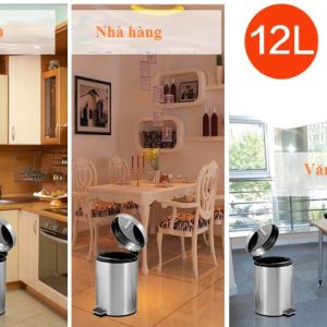 Thùng rác inox đạp chân tròn 12L Plasticsaigon - hinh 2