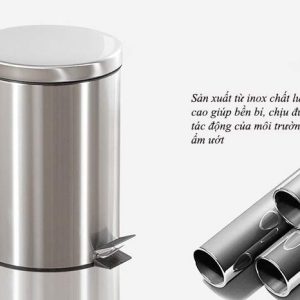Thùng rác inox đạp chân tròn 3L Plasticsaigon - hinh 2