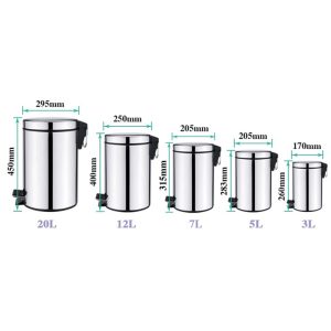 Thùng rác inox đạp chân tròn 5L – 30L Plasticsaigon - hinh 2