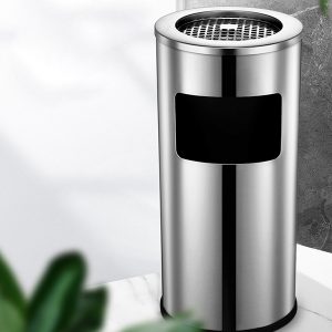 Thùng rác inox gạt tàn Ø25x61cm dung tích 10L chống ăn mòn - hình 1