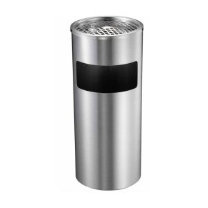 Thùng rác inox gạt tàn Ø30x61cm dung tích 15 lít cho văn phòng và công cộng