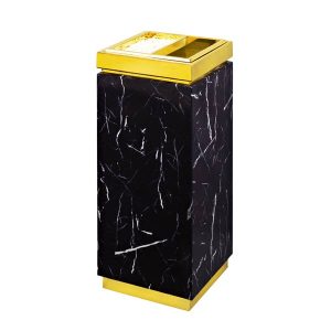 Thùng rác inox giả đá 30L có gạt tàn tiện lợi cho văn phòng