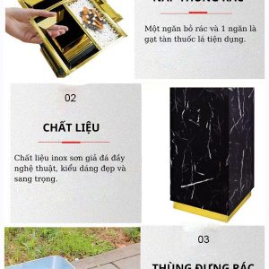 Thùng rác inox giả đá có gạt tàn Plasticsaigon - anh san pham