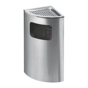 Thùng rác inox góc 20L có gạt tàn tiện lợi cho văn phòng và công cộng