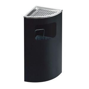 Thùng rác Inox góc sơn đen có gạt tàn Plasticsaigon - anh san pham