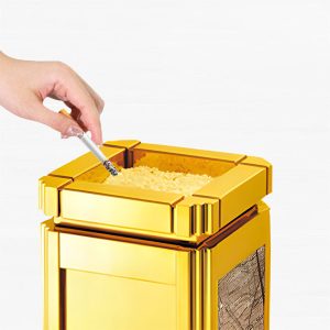 Thùng rác inox mạ vàng đá đen có gạt tàn Plasticsaigon - hinh 2
