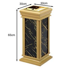 Thùng rác inox mạ vàng giả đá 40L có gạt tàn tiện lợi - hình 1