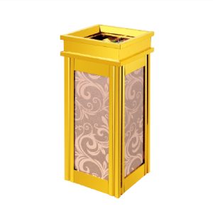 Thùng rác inox mạ vàng kính hồng giả đá 30L có gạt tàn cao cấp - hình 1