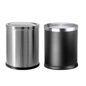 Thùng rác inox nắp lật nhỏ Ø25xH30cm dung tích 8L cho văn phòng