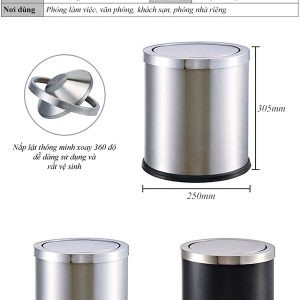 Thùng rác inox nắp lật nhỏ Ø25xH30cm Plasticsaigon - hinh 2