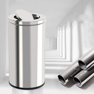 Thùng rác inox nắp lật tròn 25L Ø25xH60cm bền đẹp cho văn phòng