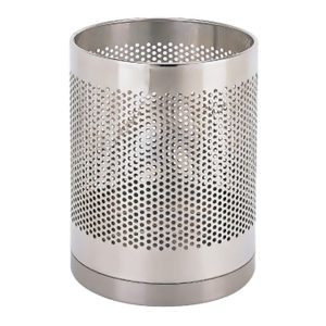 Thùng rác inox trắng dập lỗ không nắp 30L bền bỉ cho văn phòng và công cộng