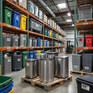 Thùng rác inox trắng dập lỗ không nắp Plasticsaigon - hinh 2