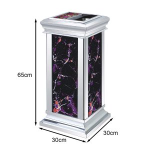 Thùng rác inox trắng giả đá 30L có gạt tàn tiện lợi - hình 1