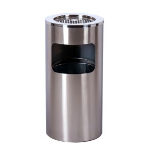 Thùng rác inox tròn 30L màu trắng có gạt tàn tiện lợi
