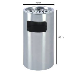 Thùng rác Inox tròn Ø40 có gạt tàn, dung tích 40L, chống ăn mòn - hình 1