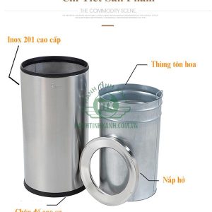 Thùng rác Inox tròn nắp hở Ø30 Plasticsaigon - hinh 2