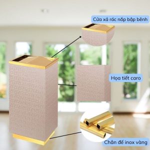 Thùng rác inox vàng bọc giả da Plasticsaigon - hinh 2
