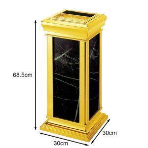 Thùng rác inox vàng đá đen, thùng rác đá hoa cương đặt tiền sảnh khách sạn Plasticsaigon - hinh 2