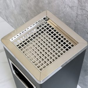 Thùng rác Inox vuông có gạt tàn L24xH62cm Plasticsaigon - anh san pham