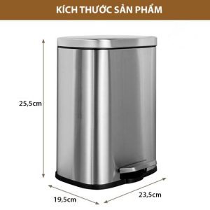 Thùng rác inox vuông đạp chân 6l Plasticsaigon - hinh 2