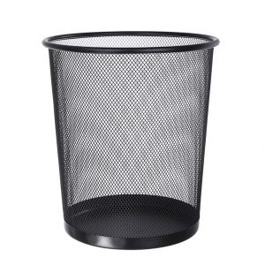 Thùng rác lưới tròn 30L thép sơn đen cho văn phòng và công cộng