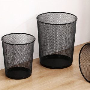 Thùng rác lưới tròn thép phun sơn đen Plasticsaigon - hinh 2