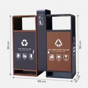 Thùng rác ngoài trời 2 ngăn có gạt tàn Plasticsaigon - hinh 2