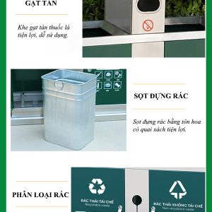 Thùng rác ngoài trời 2 ngăn có mái che Plasticsaigon - anh san pham