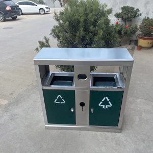 Thùng rác ngoài trời 2 ngăn HDPE 120L có mái che chống thời tiết - hình 1