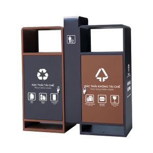 Thùng rác ngoài trời 2 ngăn HDPE 120L không gạt tàn bền bỉ